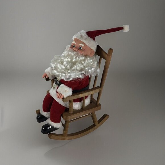 Vintage Santa Claus Xmas Rocking Chair Gemmy Musical Sings Jingle Bells FLAW - Picture 1 of 13